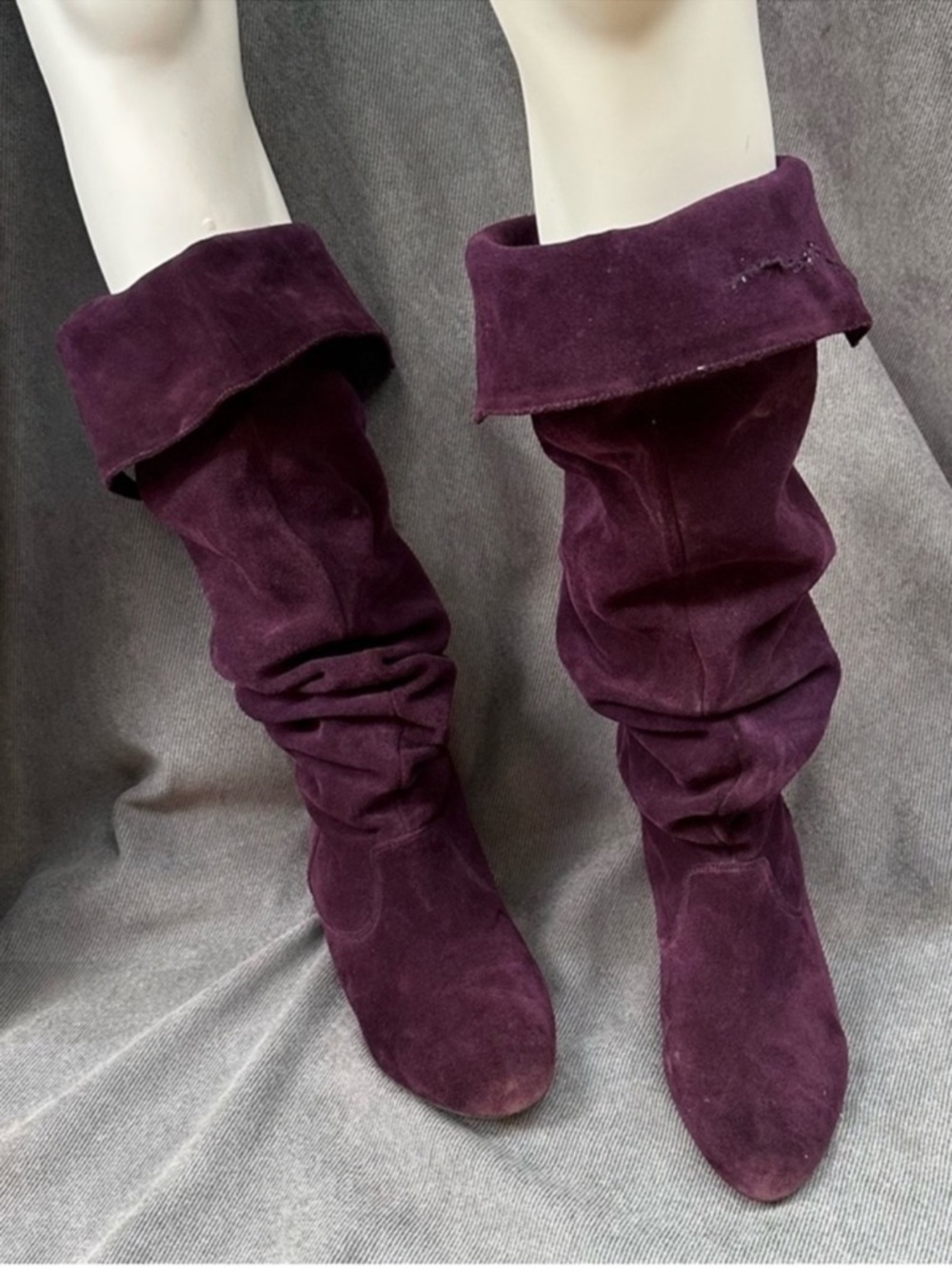Purple suede leather pirate boots flat Sz 8 women’s